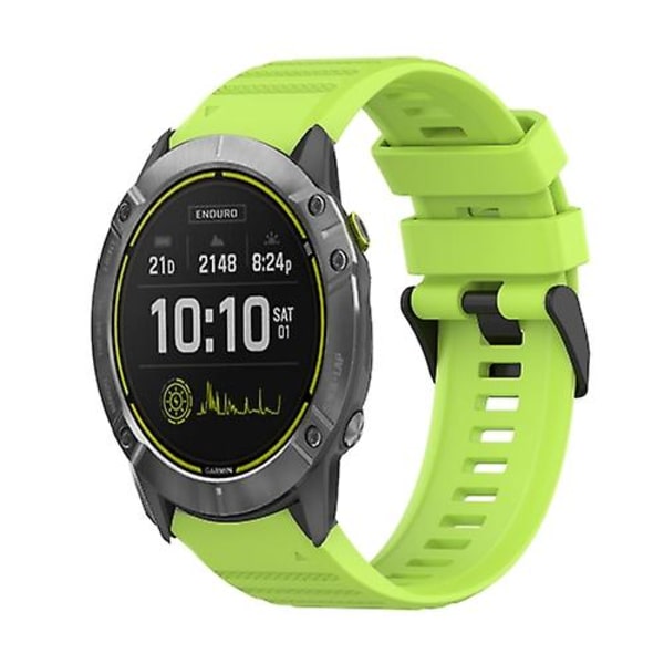 Til Garmin Enduro 26 mm horisontal tekstur silikone urrem med afmonteringsværktøj Lime Green