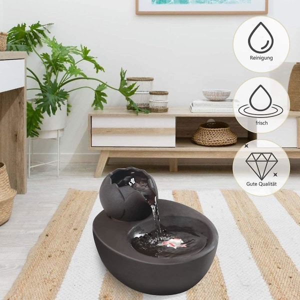Cat Fountain Keramisk Pet Water Dispenser - Lotus Vertical Cat Drinking Fountain - Automatic Circulat