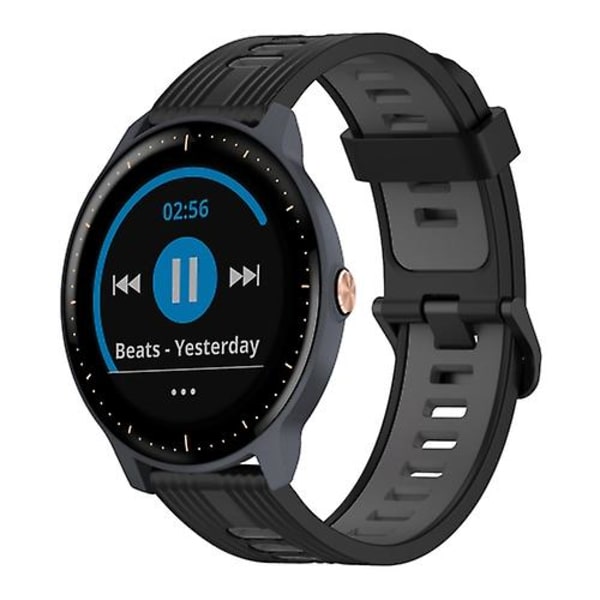 För Garmin Vivoactive 3 Music 20 mm vertikalt mönster tvåfärgat watch Black-Grey