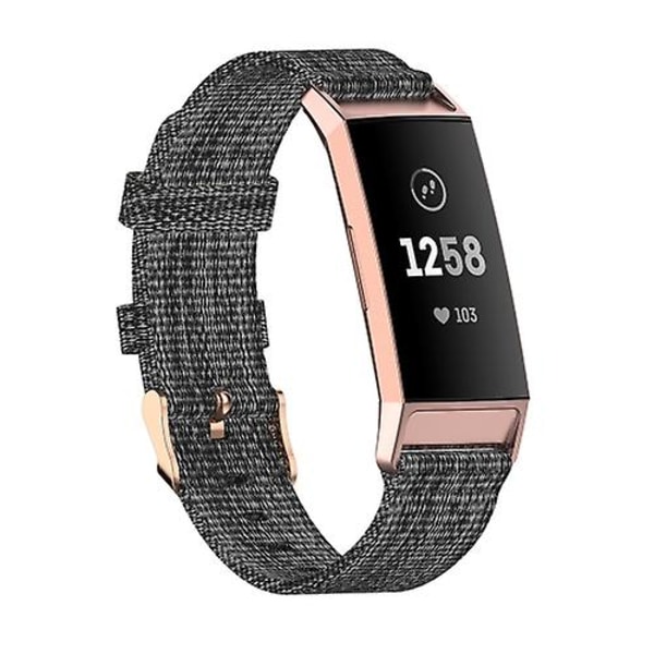 För Fitbit Charge 4 / Charge 3 / Charge3 Se Flätat nylon watch Plasthuvud Dark Gray