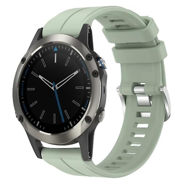 Til Garmin Quatix 5 Sapphire 22mm ensfarvet silikone urrem Light Green