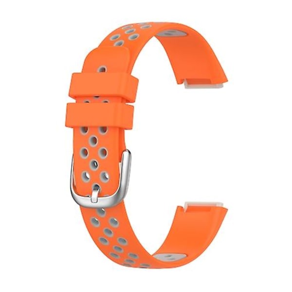 Til Fitbit Luxe tofarvet silikoneurrem Orange Grey