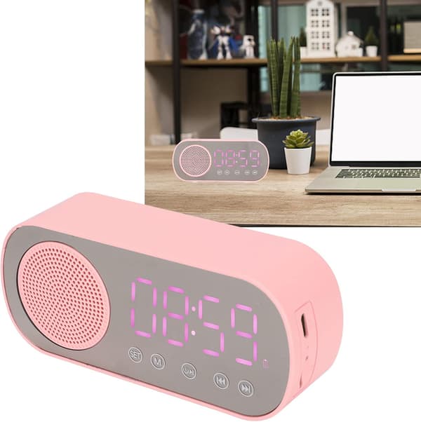 Väckarklocka Liten Bordsklocka Bluetooth 5.0 Klockradio HiFi LED Spegelskärm