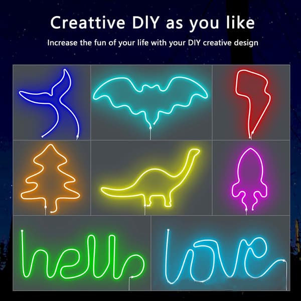 LED Lysstripe, USB fleksibel silikon RGB neonlys med 3 knappkontroller for rom, husfest (2M)