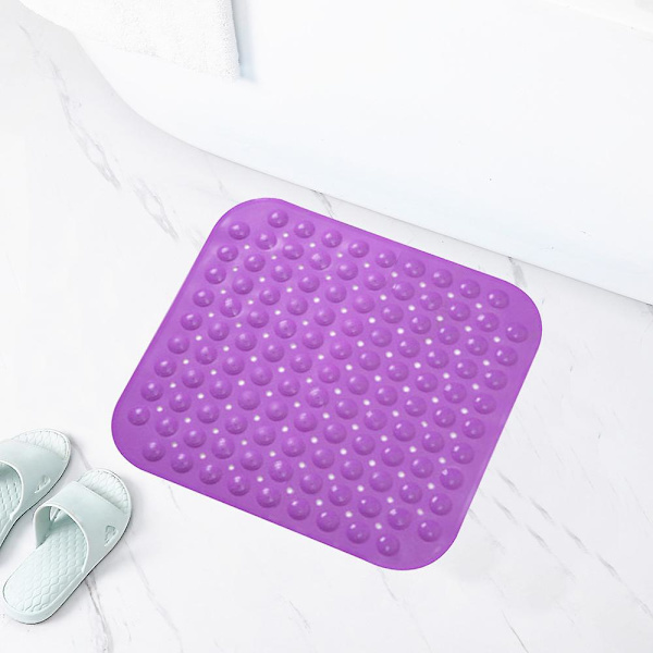 Kvadratiska duschmattor halkfria badmattor, badkarsmatta med sugkopp Purple