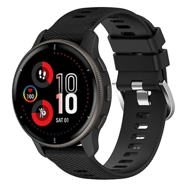 Til Garmin Venu 2plus 20mm Cross Textured Silicone Watch Band Black