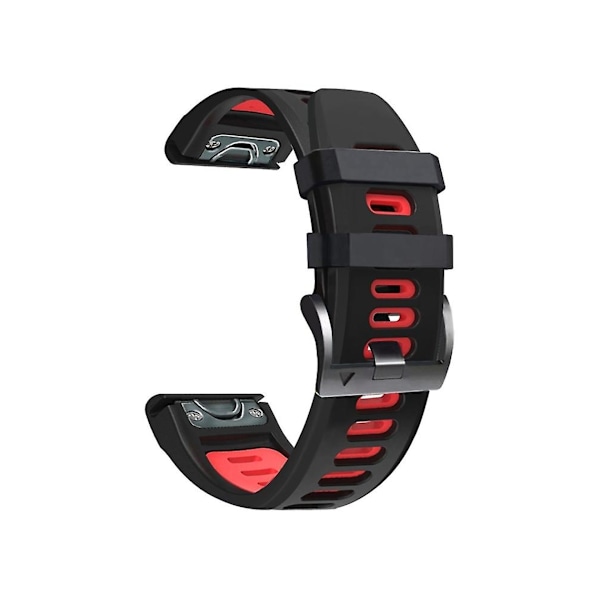 Rem til Garmin Fenix 6X26Mm Silikone Sports Tofarvet Rem Sort-Rød