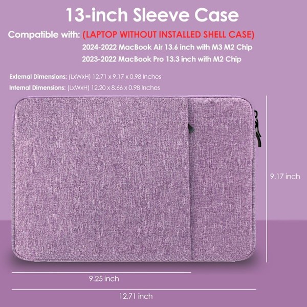 Laptop Taske 13\" Enkel Laptop Canvas Taske Lilla