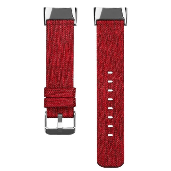 For Fitbit Charge 5 Nylon Canvas Watch Band Red