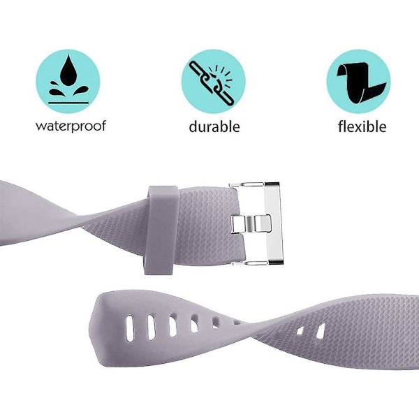 Udskiftningsbånd, der er kompatible med Fitbit Charge 2, Classic & Special Edition justerbare sportsarmbånd Lavender with Slight Gray Large