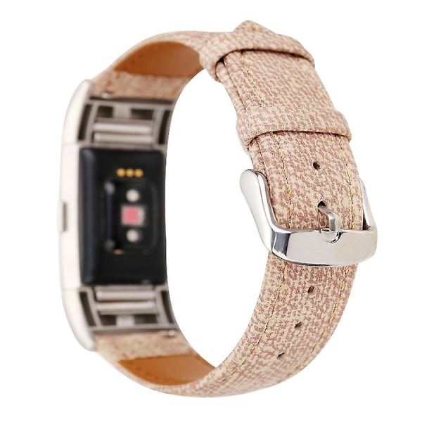 Til Fitbit Charge 2 Cowboy Texture læderurrem Pink
