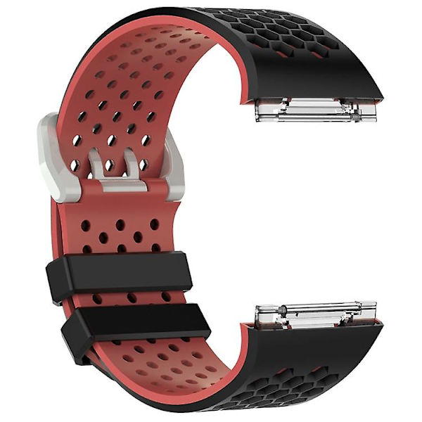 För Fitbit Ionic Two-tone Silicone Watch Band med spänne Black - Red