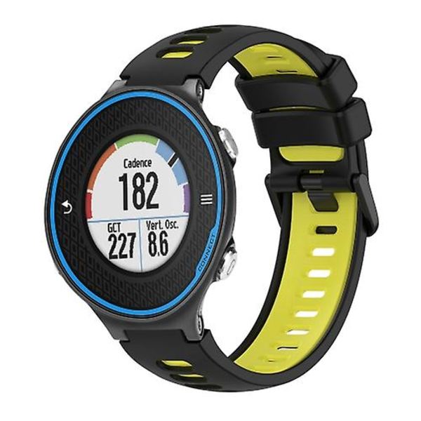 Til Garmin Forerunner 620 To-farvet silikone urrem Black-Yellow