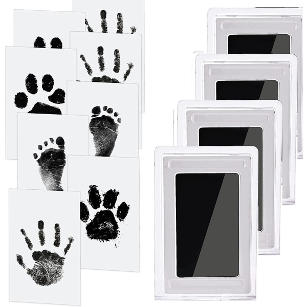 Baby Handprint And Footprint Kit, 4 Baby Handprint Bläckkuddar med Clean-touch