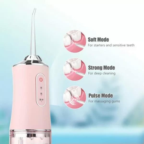 Oral IrrigatorVandstråle Floss 4 Jet Tip 220Ml 3 Tilstande Pink