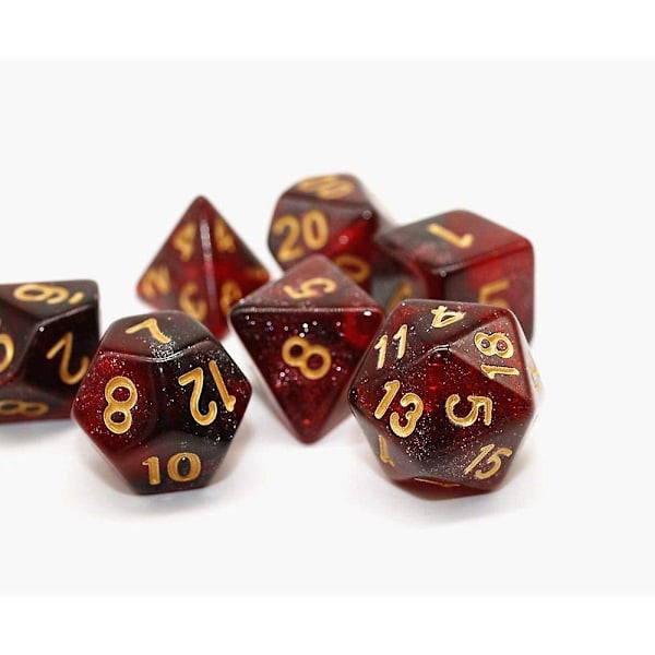 Polyhedriske terninger Sett For Dungeons And Dragons Pathfinder Rollespill Glitterterninger med terningpose red