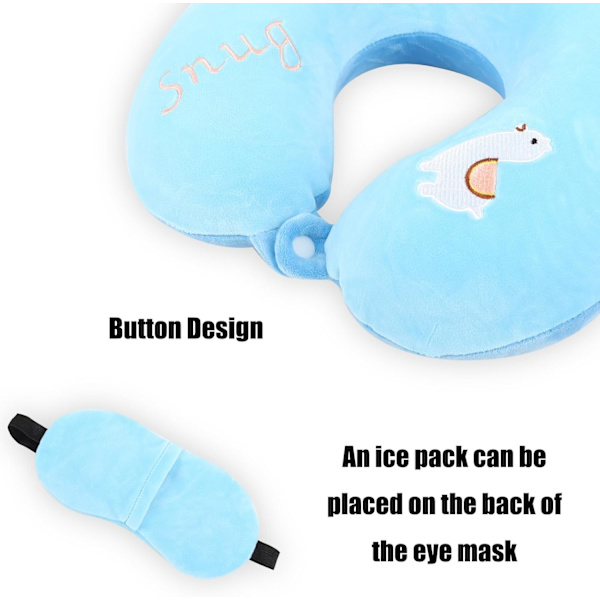 Resekudde i Memory Foam för Barn med Sovmask (får)