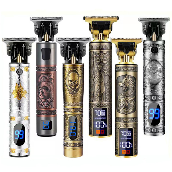 T9 USB Elektrisk hårklippemaskin Oppladbar hårklipper Barbermaskin Trimmer For menn Barber Profesjonell skjeggtrimmer gold