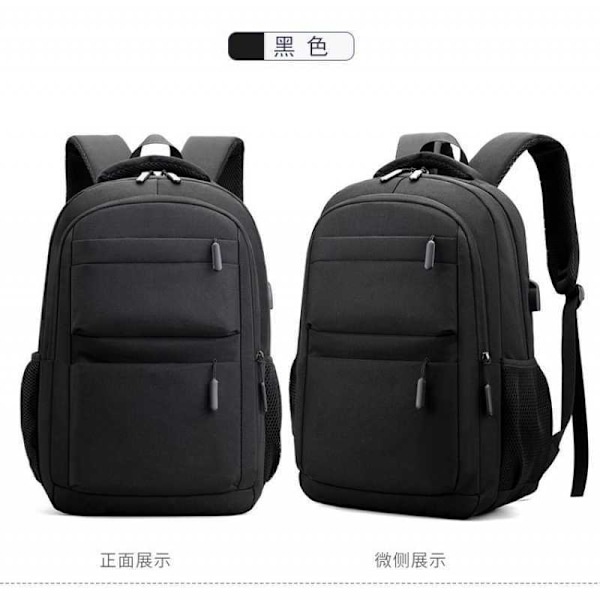 Stor computerbag med USB-opladning 21 tommer sort