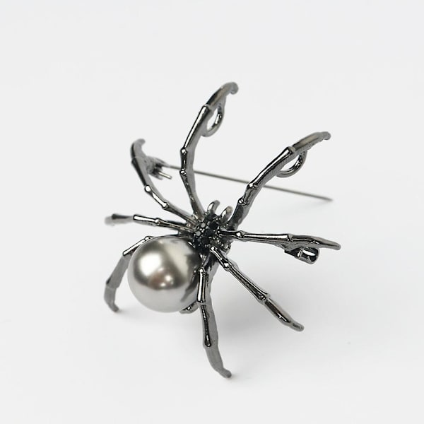 Viktoriansk Pärlemor Kropp och Micro Pave Spider Broscher Pins Silver Tone Dammodesmycken