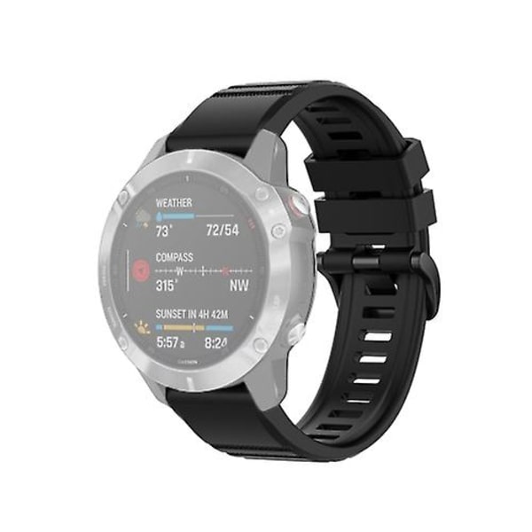 Til Garmin Fenix ​​6 22mm Quick Release Official Texture Armbåndsurrem med plastikknap Black