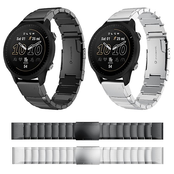 Til Garmin Forerunner 955 22mm Tortoise Shell rustfrit stål urbånd Sliver