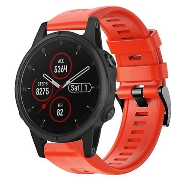 For Garmin Fenix ​​5s Plus metallspenne ensfarget silikonklokkerem Red
