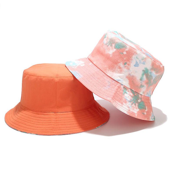 Vuxen Bucket Hat Fisherman Hat Vändbar Fiskehatt Färgglada Graffiti Kepsar Hip Hop Creative Tie Dye hatt Grey