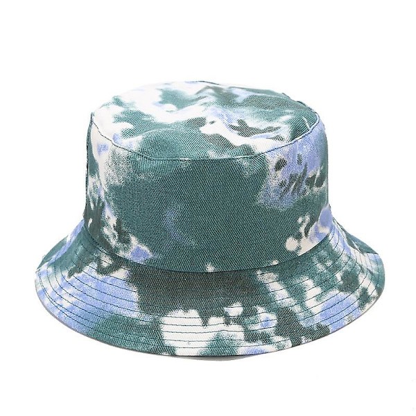 Vuxen Bucket Hat Fisherman Hat Vändbar Fiskehatt Färgglada Graffiti Kepsar Hip Hop Creative Tie Dye hatt Green