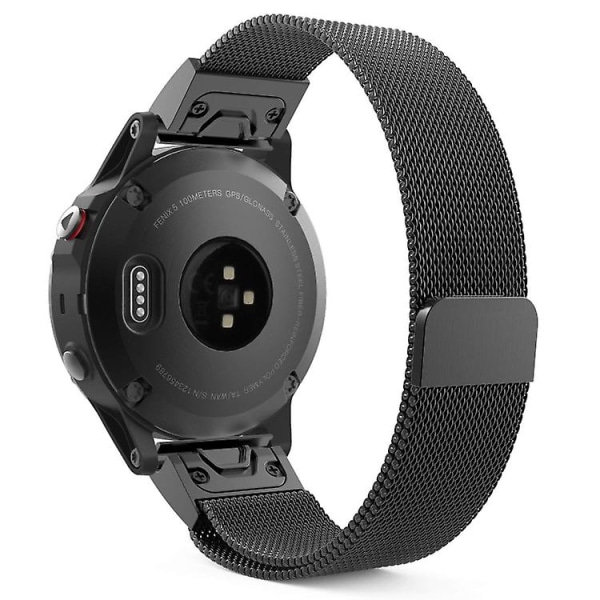 Til Garmin Fenix ​​5x Milan metal urbånd i rustfrit stål Black