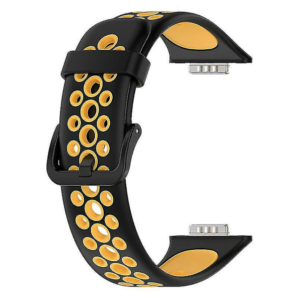 Dobbel silikonrem for Huawei Watch Fit 2/Watch Fit 2 Active Black Yellow Style D