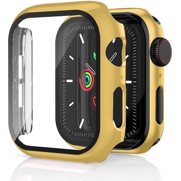 Glas+cover til Apple Watch Case 44mm 40mm Iwatch 42mm 38mm Skærmbeskytter+bumper Tilbehør til Applewatch Series 5 4 3 Se 6 gold 42mm series 321