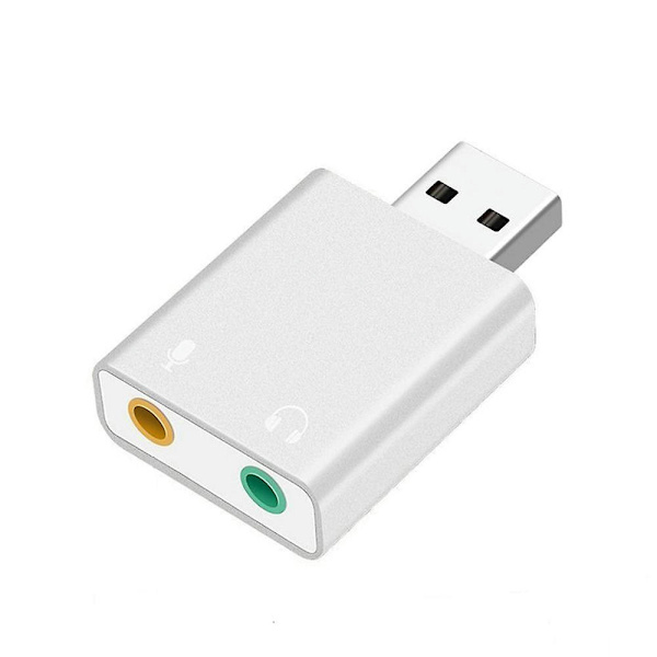 Fiauli Alloy Ulkoinen Äänikortti USB7.1 Ääniadapteri 3.5mm Liittimellä PC Kannettavalle