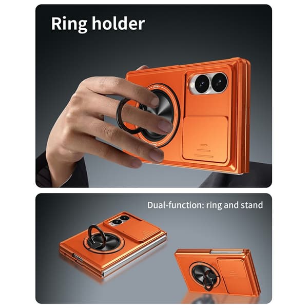 Etui til Samsung Galaxy Z Fold8, fallsikkert med ringholder Silver