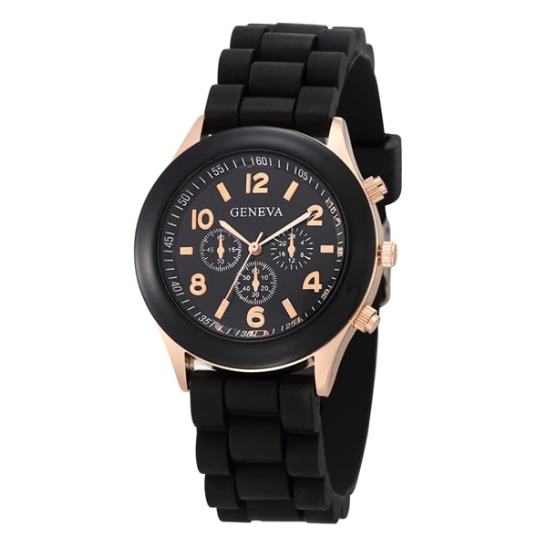 Damklockor 2021 Nytt mode lyxmärke Watch Silikonarmband Quartz Watch black