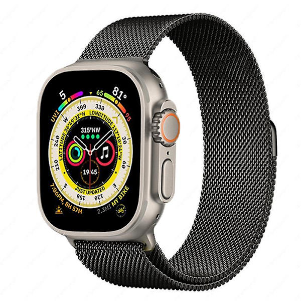 Metalrem til Apple Watch 8 7 45 mm 41 mm Ultra 49 mm åndbart Milanese erstatningsbånd til Iwatch 6 5 4 3 2 Se 44 ​​mm 42 mm 40 mm Black For 38mm 40mm 41mm