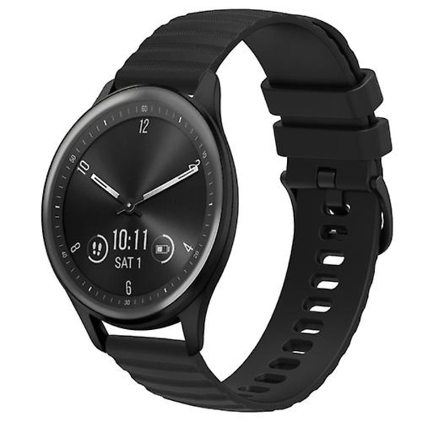Til Garmin Vivomove Sport 20mm Wavy Dot Pattern Solid Color Silicone Watch Band Black