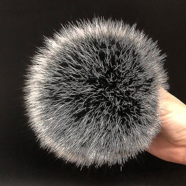 Luer Håndlaget Virkelig stor hårballpelspompom med spenne Raccoon fur 15cm