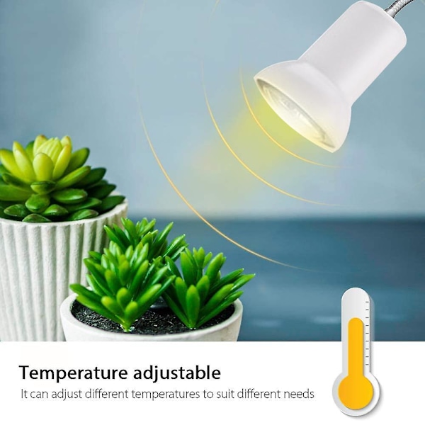 Reptil varmelampe sollampe med justerbar holder klemmelampe med afbryder skildpadde solbad spotlys med 360 roterbar arm strømadapter til firben skildpadde
