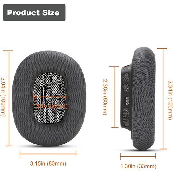 Öronkuddar för AirPods Max-hörlurar Ersättningsöronkuddar Öronmuffar gjorda av proteinläder, minnesskum vitt