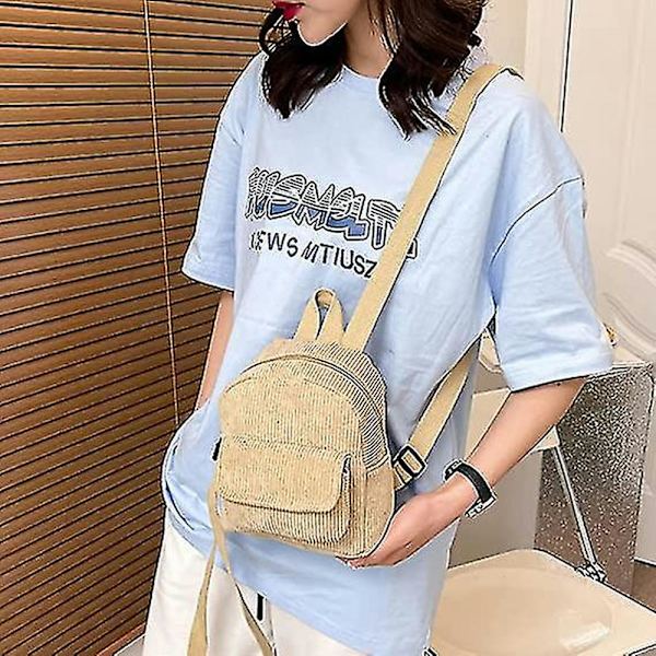 2 st Kvinnors Mini Ryggsäck Sladd Student Flickor Bokväskor Retro Resväskor (d-8d) khaki