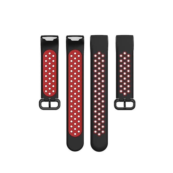 Til Fitbit Charge 4 / Charge 3 Se urknap To farver Silikone erstatningsrem Urrem Black Red