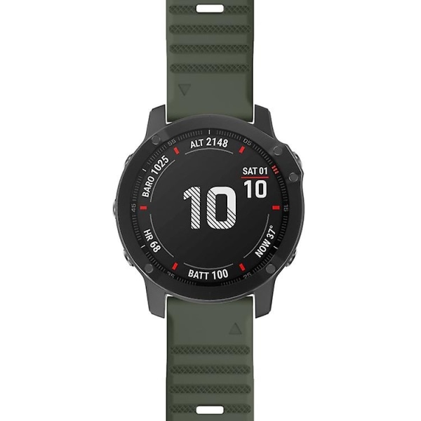 For Garmin Fenix ​​7x / 6x 26mm Smart Watch Quick Release Silicon Watch Band Army Green
