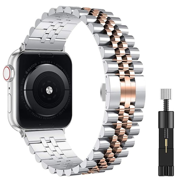 Metalrem til Apple Watch 49 mm 40 mm 41 mm 42 mm 44 mm 45 mm Luksusrem i rustfrit stål Tilbehør til Iwatch 8 7 6 5 4 3 2 Se Silver rose and tool For 38mm 40mm 41mm