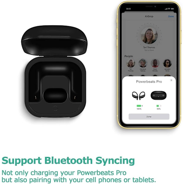 Byte av case Kompatibel med Powerbeats Pro med Bluetooth parningssynkroniseringsknapp och 700 mah inbyggt batteri (inklusive Power Beats-hörlurar