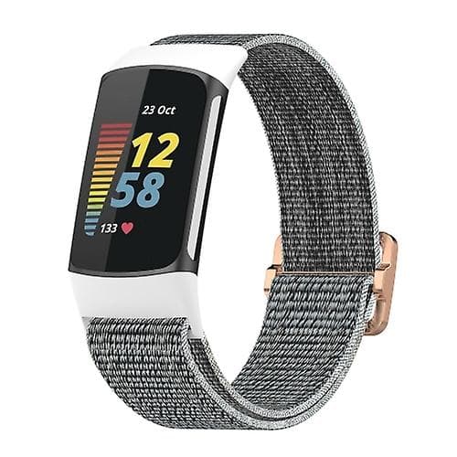 För Fitbit Charge 5 Elastic Nylon Braid Watch Band Seashell