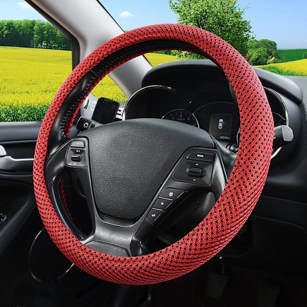 Sort Mikrofiber Læder Auto Bil Ratdæksel Universal 15