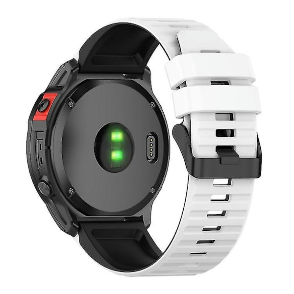 För Garmin Fenix 7 22mm Tvåfärgad Silikonklocka STMZ White Black