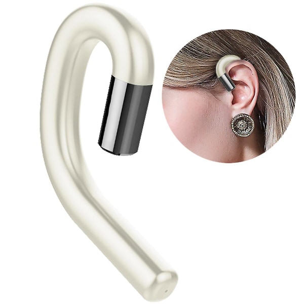 Bluetooth-hodetelefoner uten øreplugg, støyreduserende håndfri hodesett Ørekrok Trådløse hodetelefoner med mikrofon for iPhone og Android-smarttelefoner White