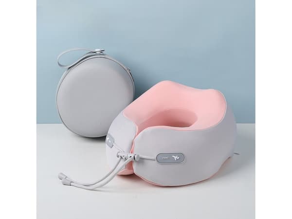 U-formad resehuvudkudde i memory foam, bärbar nackkudde, rosa